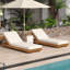 ENSEMBLE DE CHAISE LUNGE EN BOIS D'ACACIA AVEC COUSSIN LUNGE (crème) - version gris foncé assortie disponible-2135665006