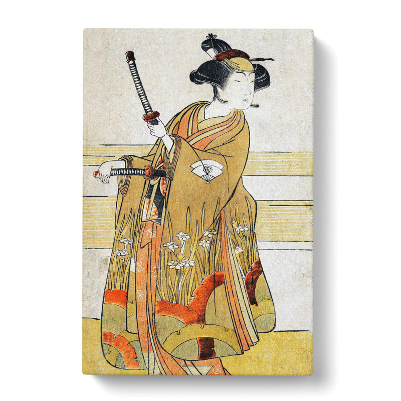 Woman With Samurai Swords by Katsukawa Shunsho - Wrapped Canvas Print, 50cm H x 35cm W x 3cm D