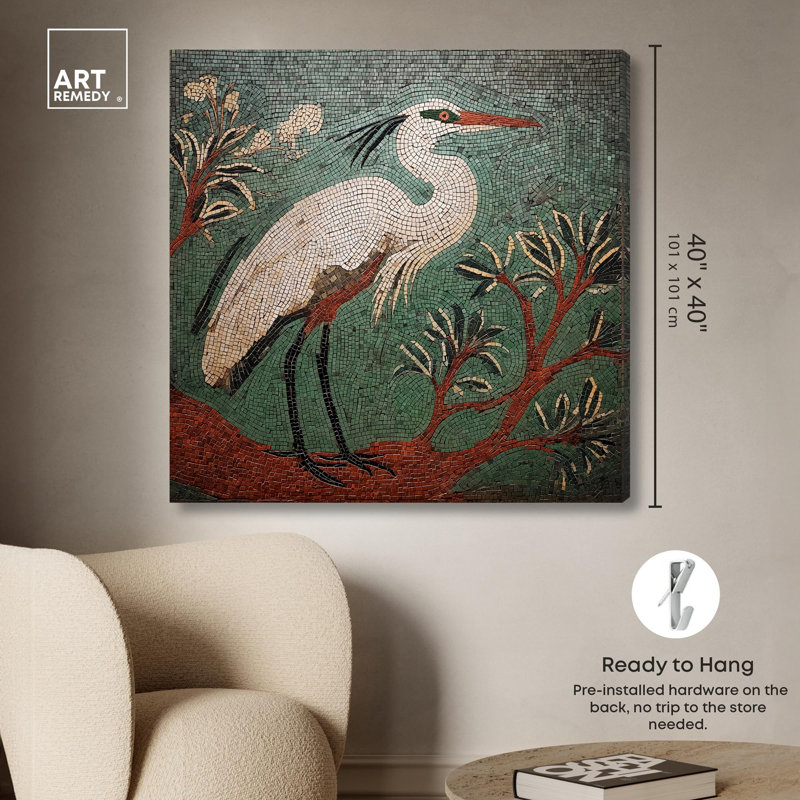 «Assembled Heron I», reproduction d'art sur toile par Art Remedy, 40" H x 40" W, Toile tendue avec châssis