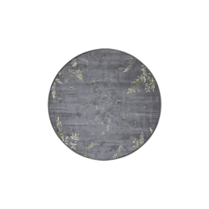 Tapis gris soyeux et moelleux, Rond 3 pi