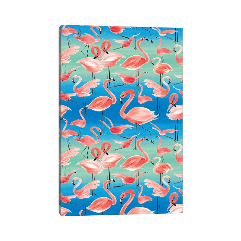 Flamingos Pink by Ninola Design - Wrapped Canvas Print, 20.32 cm H x 30.48 cm W