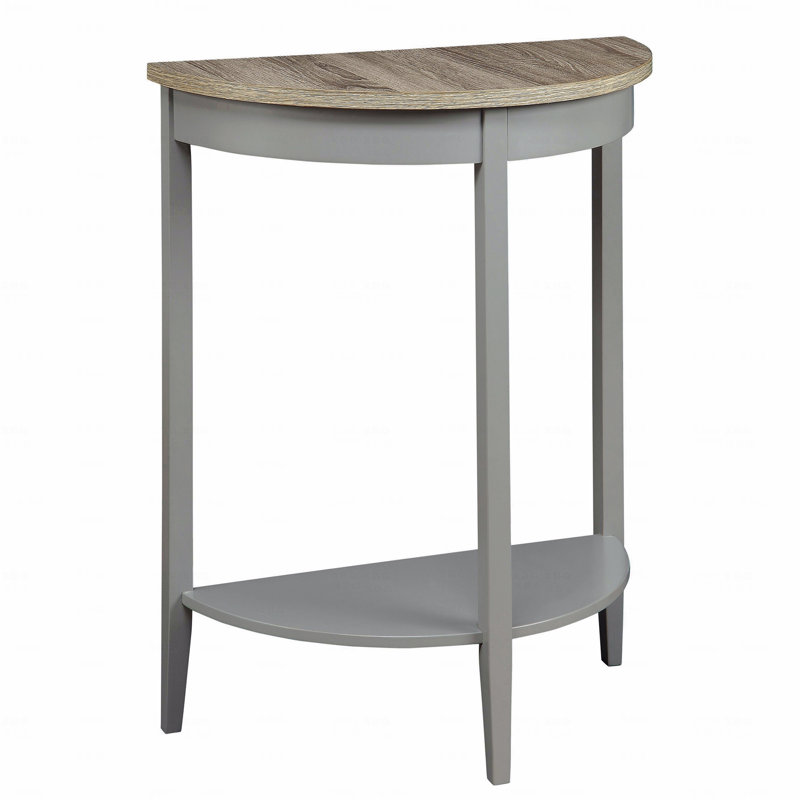 Gray Oak And Gray Half Moon Console Table, With Bottom Shelf