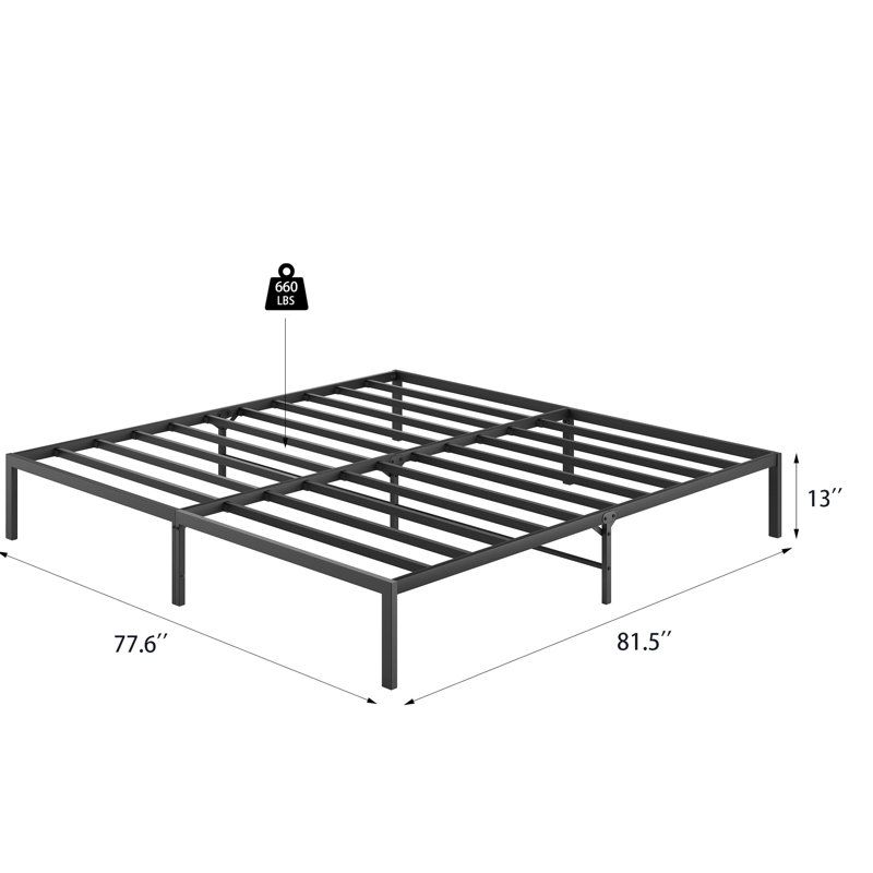 Lit plateforme en métal, de format king, au design moderne et élégant (sans sommier).