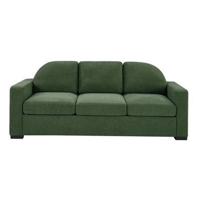 Canapé moderne à 3 places avec dossier ergonomique incurvé, assise profonde, mousse haute densité et coussins à ressorts ensachés, revêtement en chenille pour le salon ou les espaces compacts.