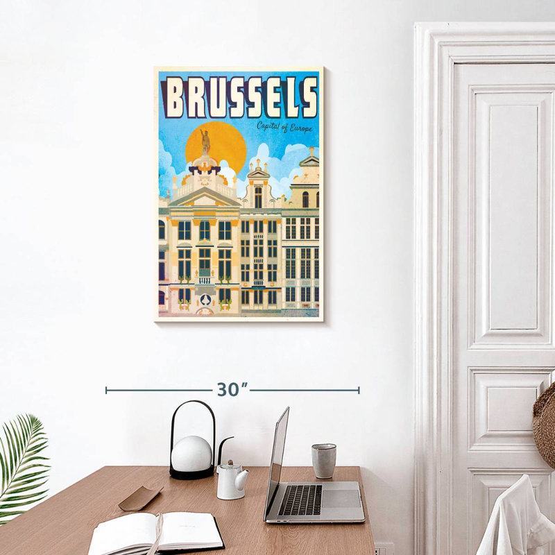 Affiche bruxelloise rétro, H 30 po x l 20 po