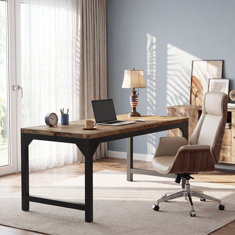 Solid Wood Steel Executive Desk