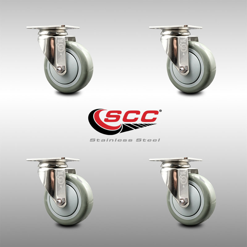 Polyurethane Casters, Gray