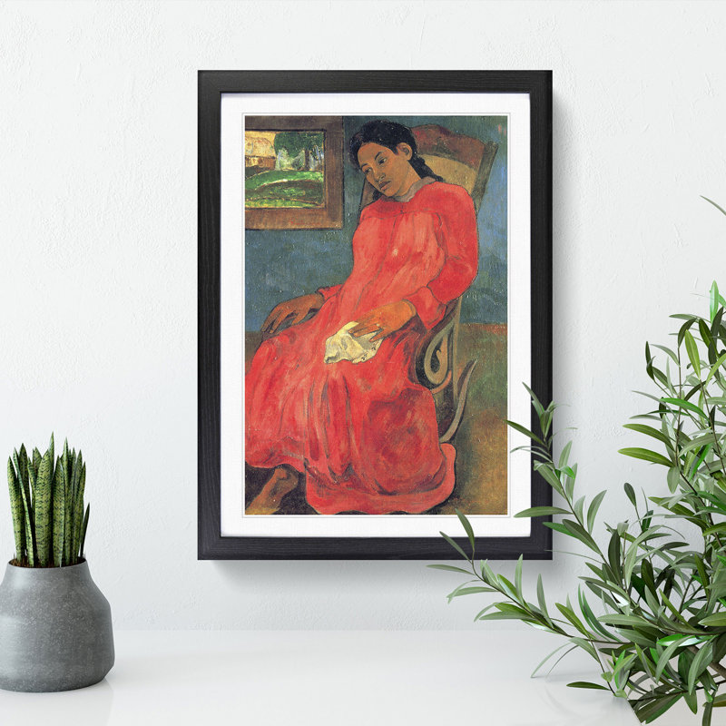 Seated Woman Vol.1 by Paul Gauguin - Picture Frame Painting, Black Framed, 65cm H x 48cm W x 2cm D