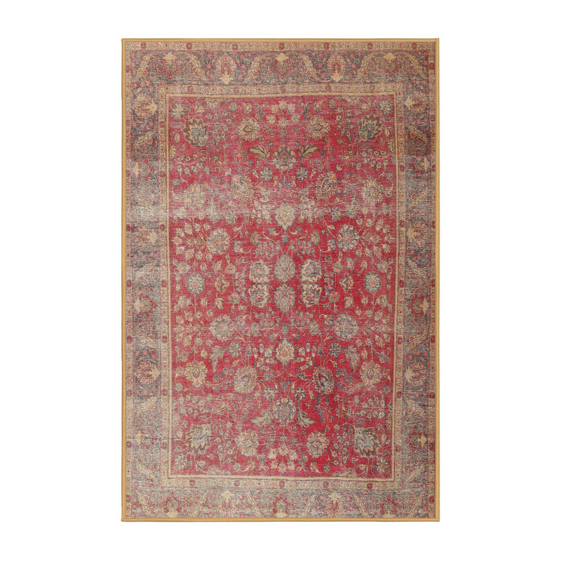 Tapis beige / rouge en laine Jacklyn, Rectangle 8 pi x 10 pi