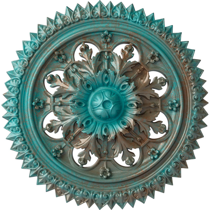 Médaillon de plafond de 21 21 pi 8 po x P 2 1/2 po York (convient aux auvents jusqu'à 3 5/8 po), Cuivre patiné de vert