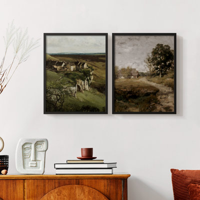 «Vintage Landscape XLV», impression giclée sur cadre - ensemble de 2