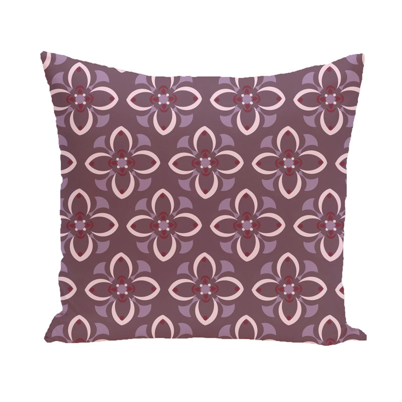 Flower Power Geometric Reversible Throw Pillow, 26" H x 26" W, Purple/Pink