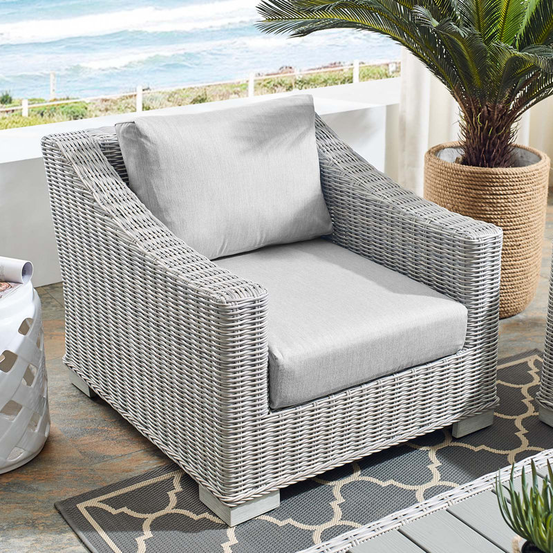 Conway Outdoor Patio Wicker Rattan Armchair, Gray