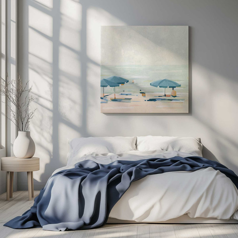 Impression sur toile Seaside Umbrella Harmony II, Toile tendue, Ne s'applique pas, H 16 po x l 16 po