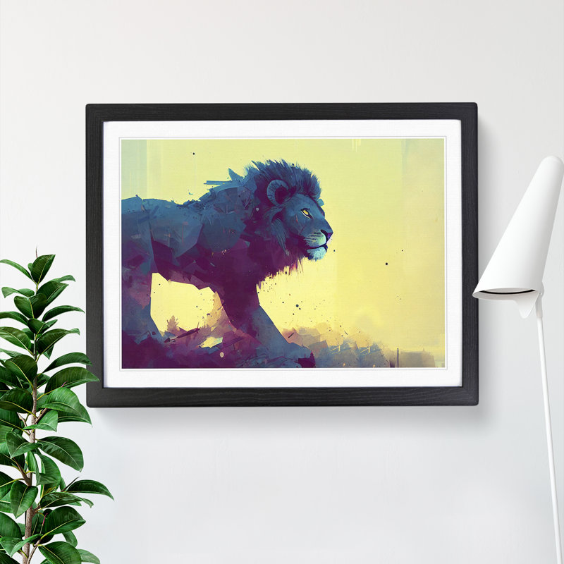 Lion Vol.4 Abstract - Single Picture Frame Print, Black, 25cm H x 34cm W
