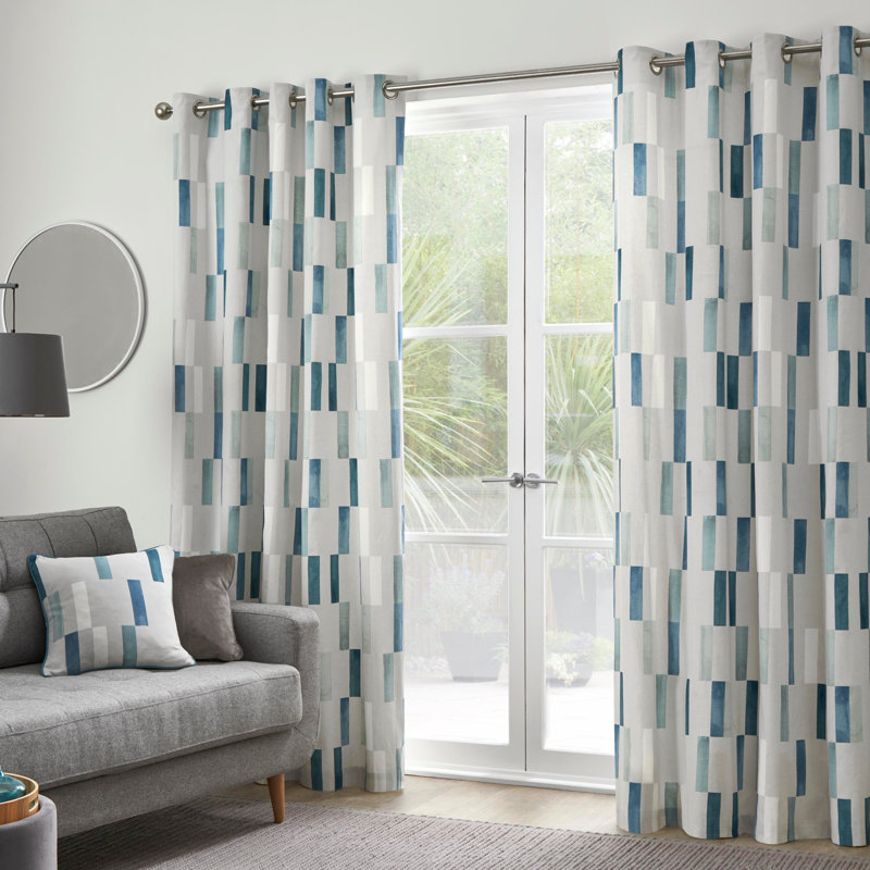 Cotton Semi Sheer Curtain Pair, Natural, 229 x 229 cm