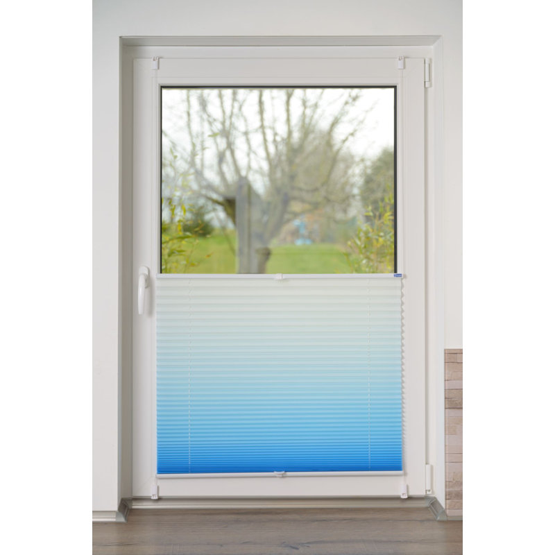 K-home Klemmfix-Plissee Farbverlauf Transparent, 210cm L x 85cm W, Ice Blue