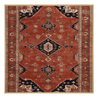 Machine Washable Persian Brown Area Rug