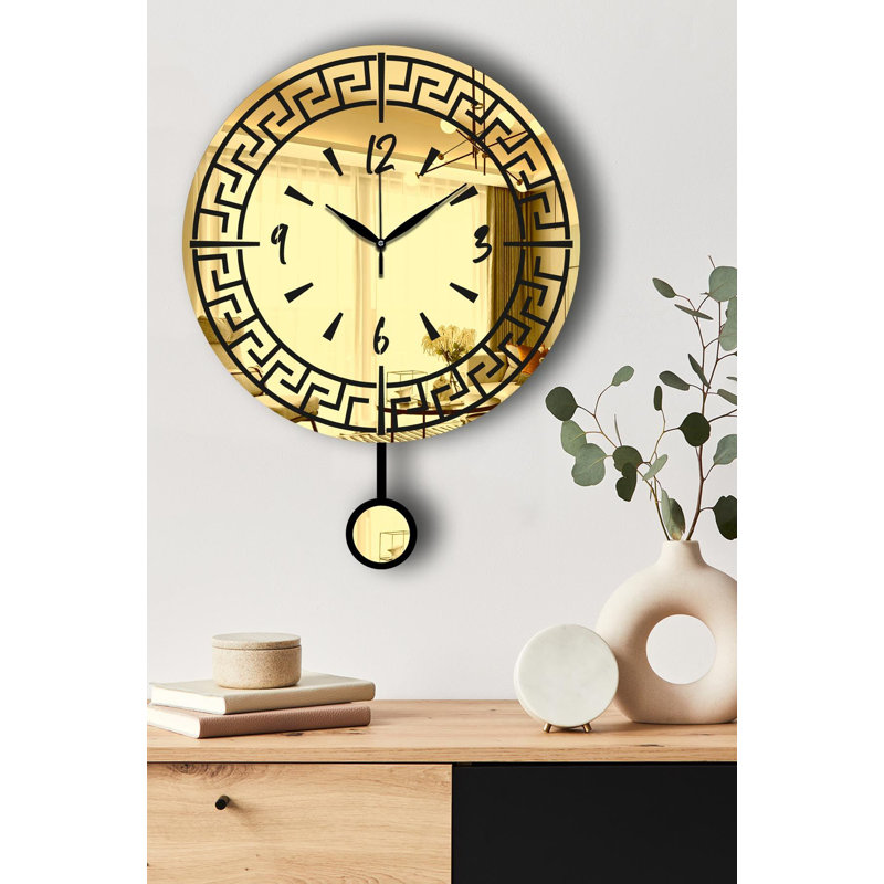 Elegant Decorative Wall Clock, Gold Finish, 15.4 x 19.7 inches | Durable MDF & Acrylic Construction, Thickness: 0.1 inches | Modern Design for Living Room, Office, or Kitchen - Stylish Timepiece & Home Decor