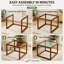 Petite table basse carrée, table basse en bambou véritable et verre cannelé pour le salon - table de salon moderne à base ouverte, décor d'appartement naturel pour les petits espaces