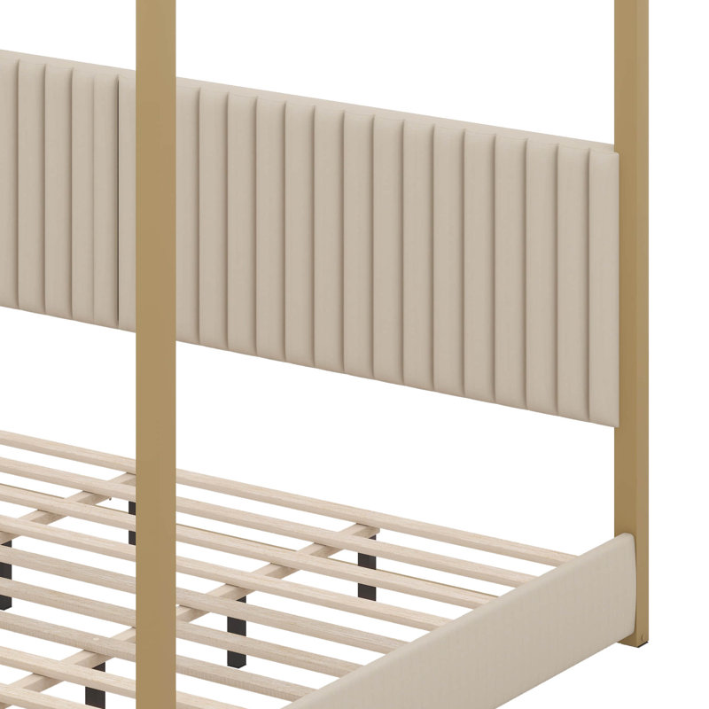 Très grand lit à baldaquin avec tête de lit, Beige