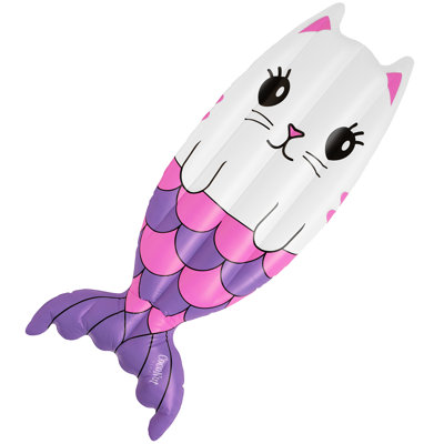 Coconut Outdoor: Purrfect Purrmaid Pool Float - 66x27" Inflatable Raft, Cat Themed Lounge, Durable Anti-Leak, Water Toy, Fun Party Decoration, Ages 8+