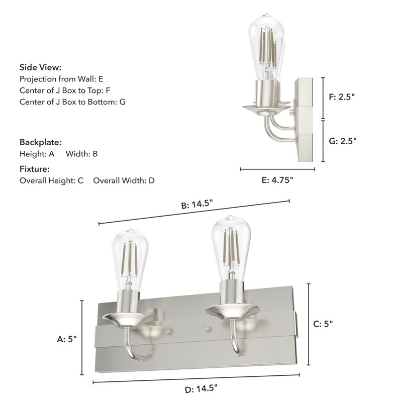 Perch Point 2 - Light Dimmable Vanity Light, Brushed Nickel