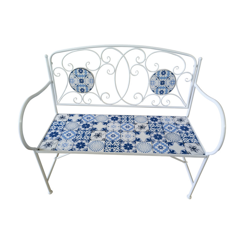 Mosaic Iron Garden Bench