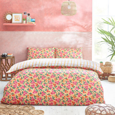 Cotton Blend Floral Duvet Cover Set with Pillowcases Included