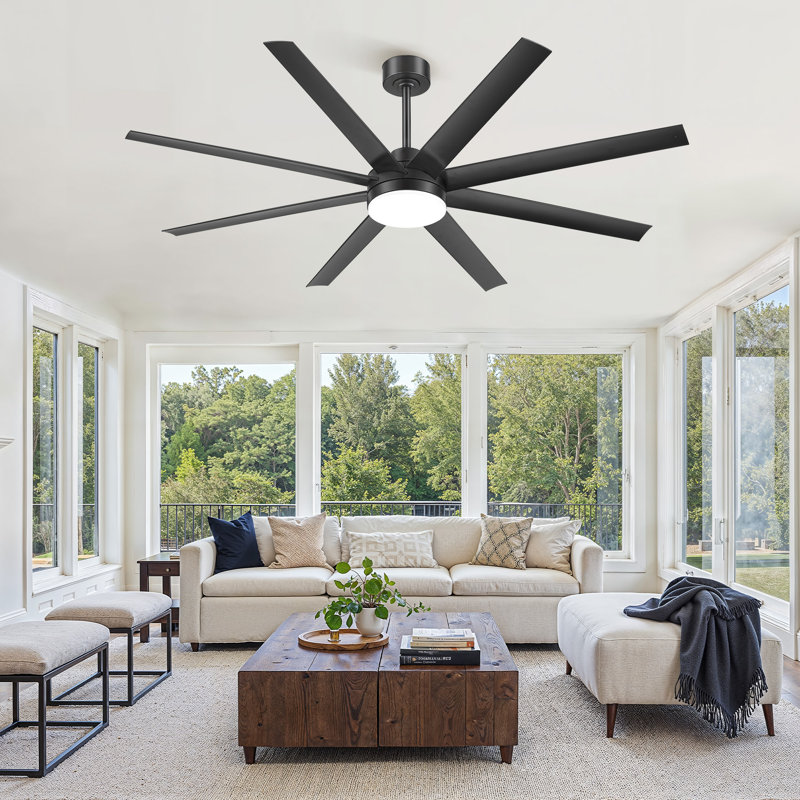  Ventilateur de plafond noir 65 "avec télécommande pour chambres et espaces de vie, 64.96" Wide, 136 RPM