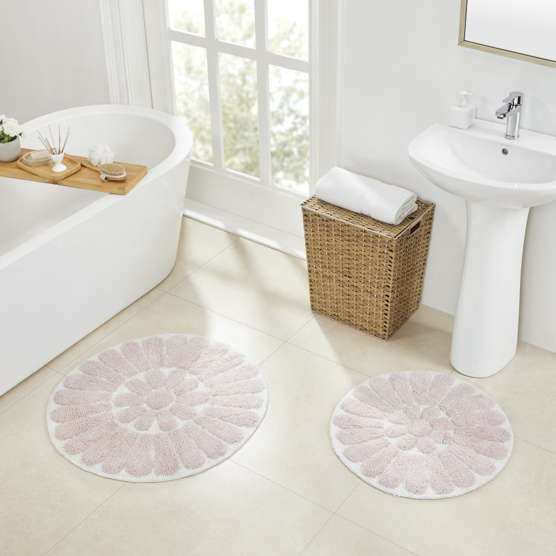 Tapis pour salle de bain Cressona, Blanc / rosé