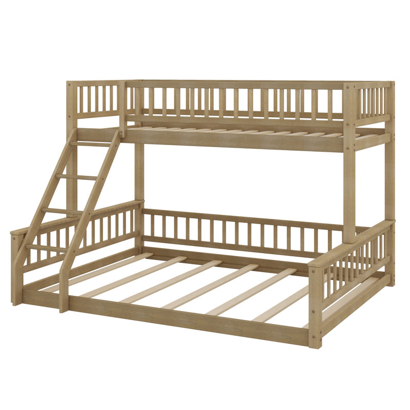 Twin XL Over Queen Bunk Bed With Ladder, Walnut