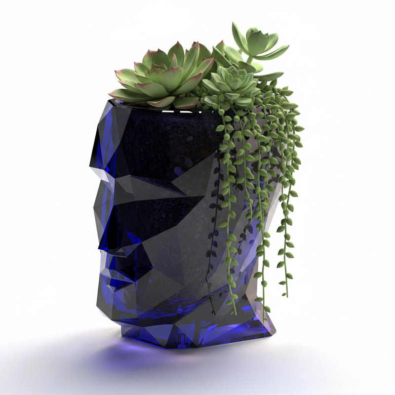 Adan Plastic Statue Planter, Blue
