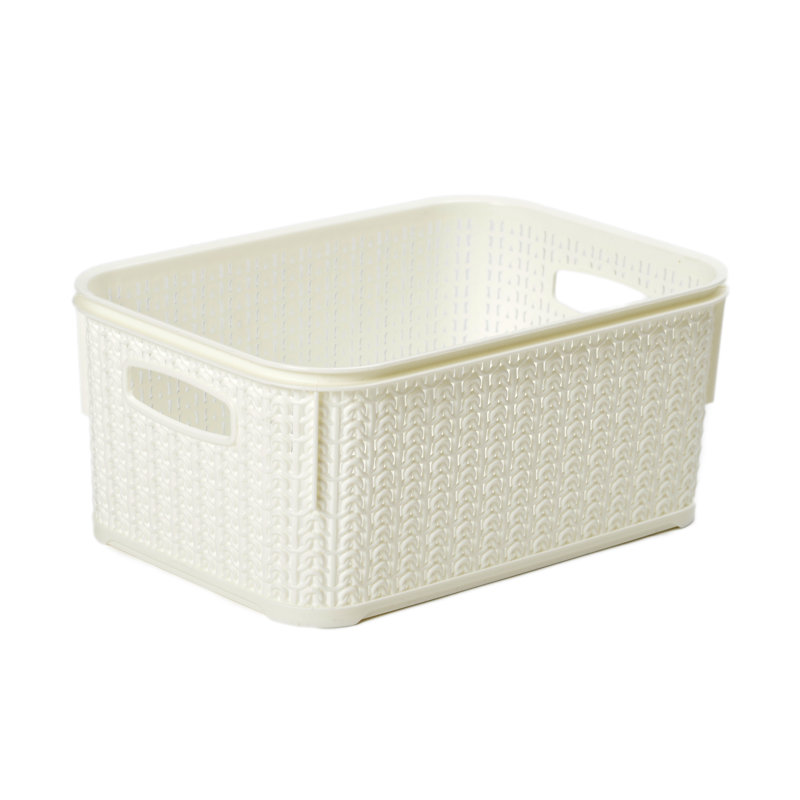 JVL Plastic Decorative Basket, White