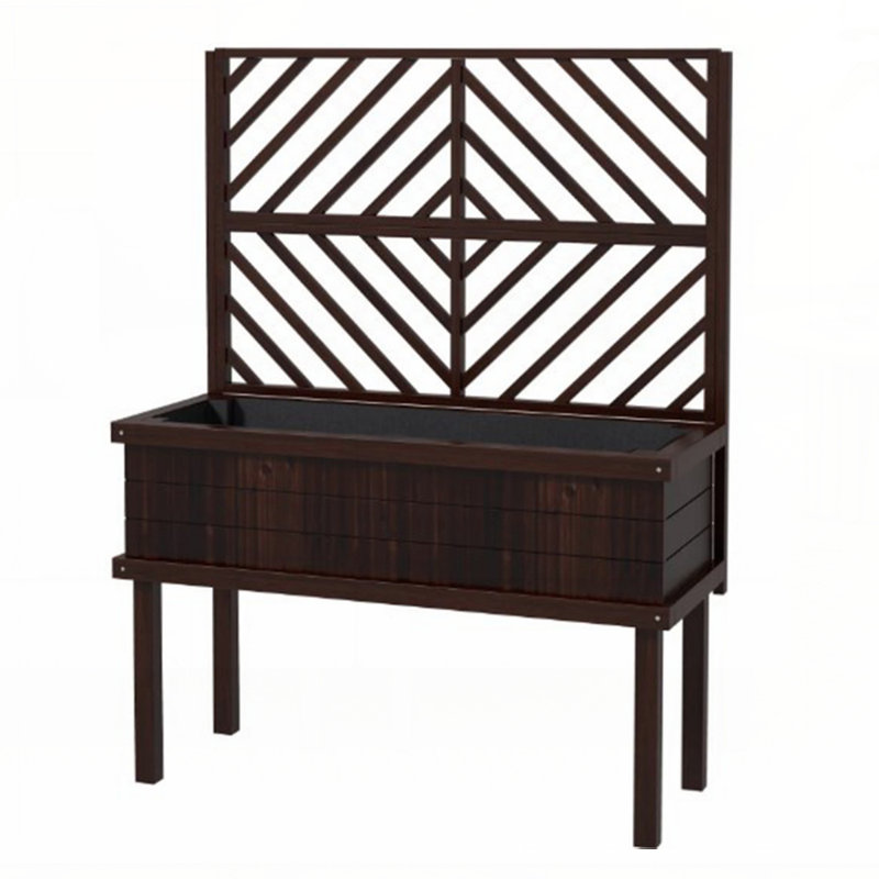 Elegant Stylized Trellis Planter with Self-Draining Design and Carbonized Fir Wood for Outdoor Beauty and Functionality