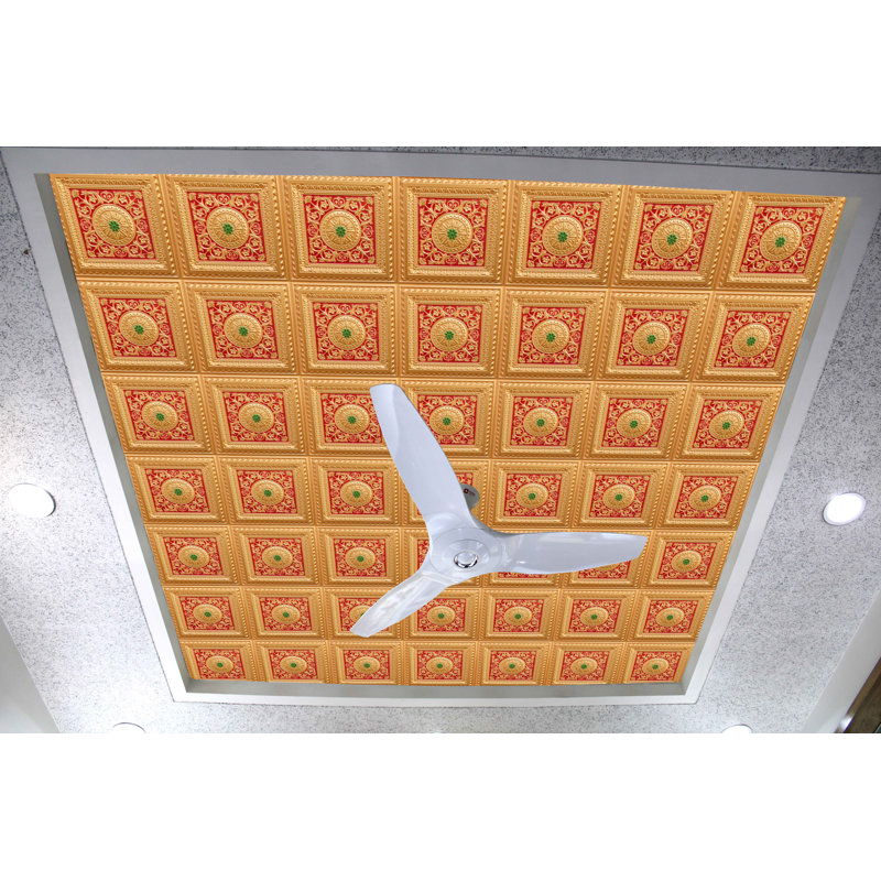 Tuile de plafond en vinyle à coller ou à coller Marseille, Or / rouge / vert