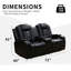 Causeuse de salon 72 po en cuir avec accoudoirs de rangement et lumières DEL bleues-35535508