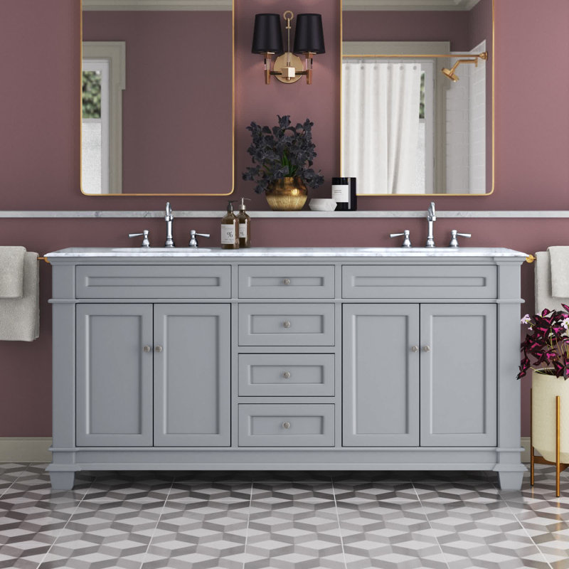 Ensemble de meuble-lavabo double 72 po Lydie, Gris