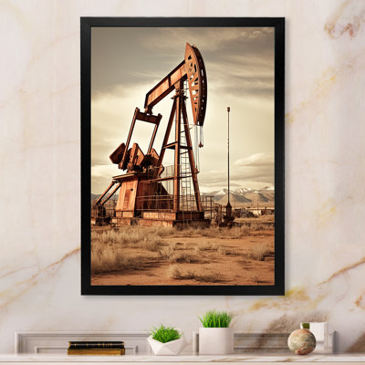 " Modern Sepia Drilling Rig Field "