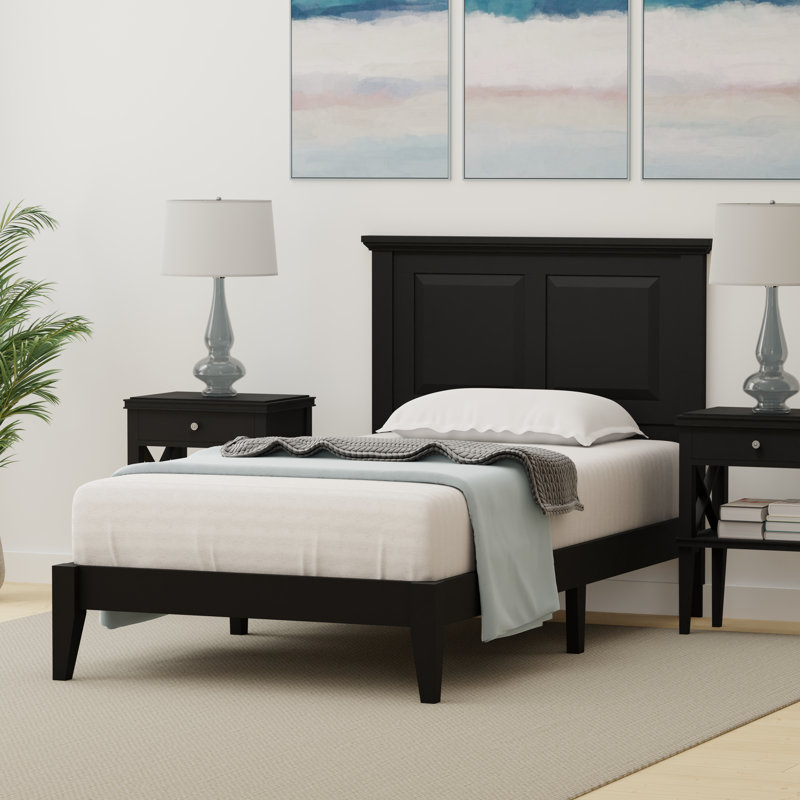 Markovich Solid Wood Platform Bed, Black, Twin