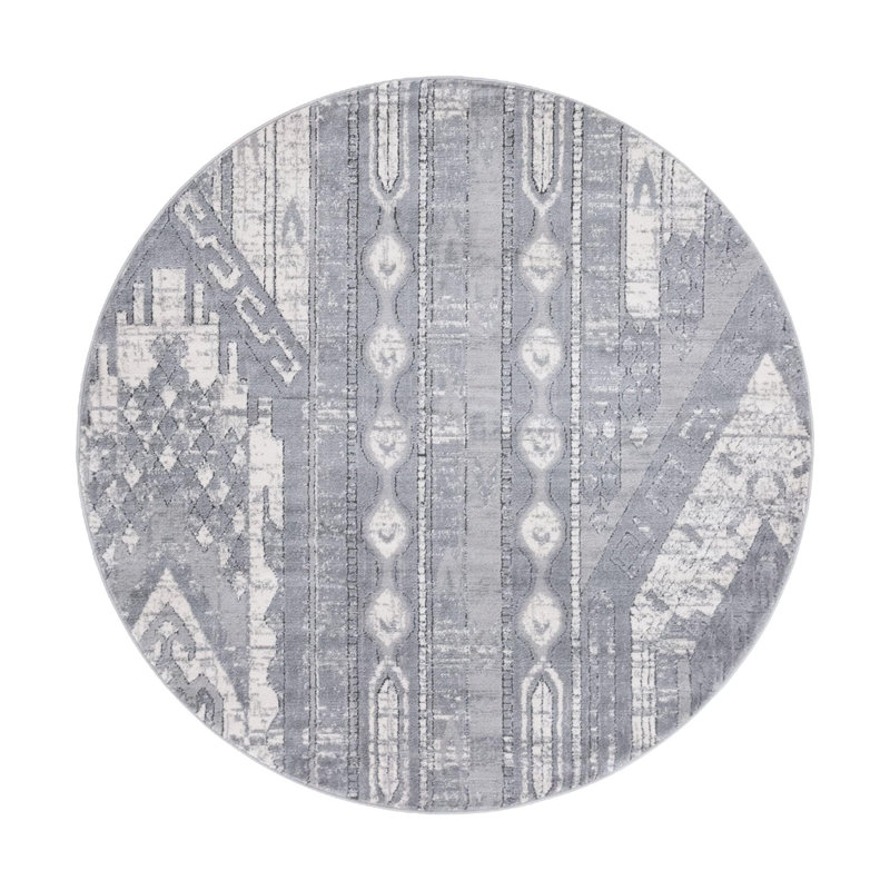 Sappington Striped Indoor Rug, Round 5'3"