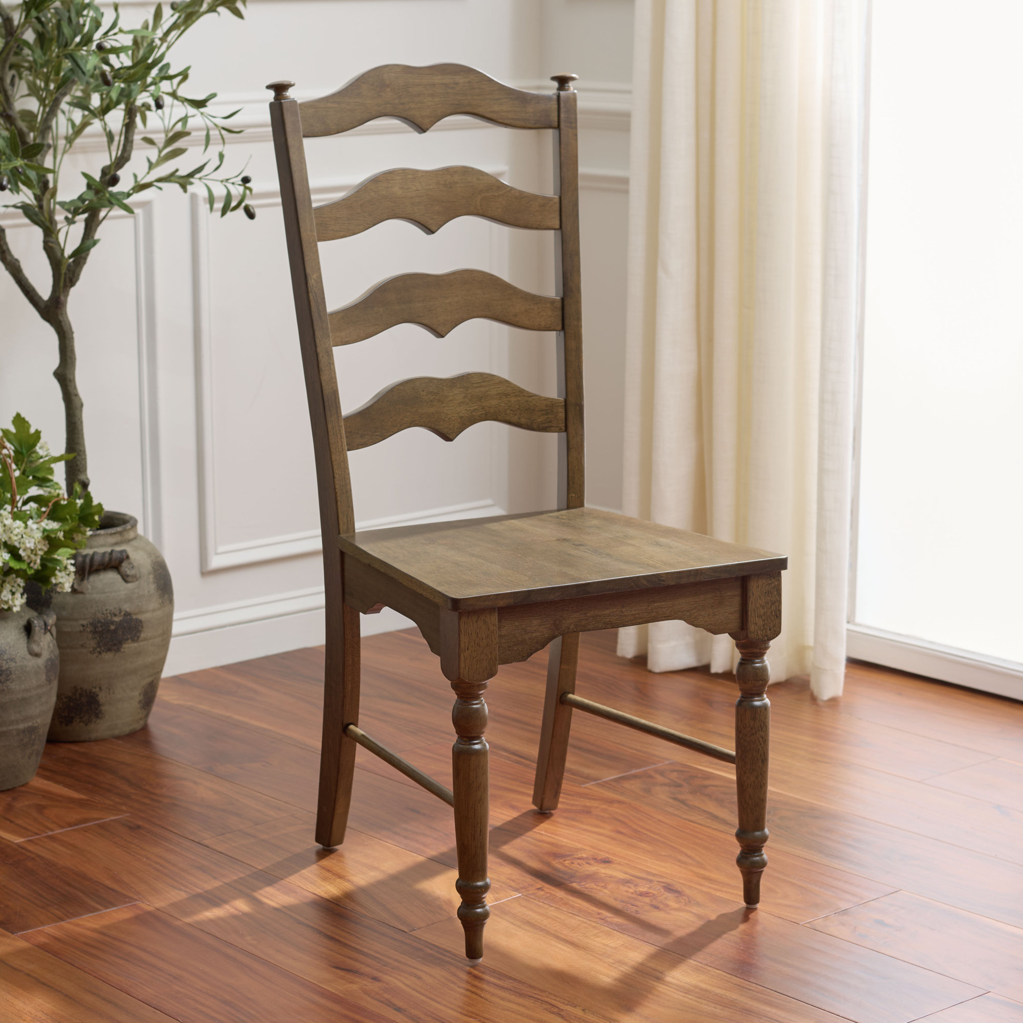 Tavin Ladder Back Side Chair, Dark Oak