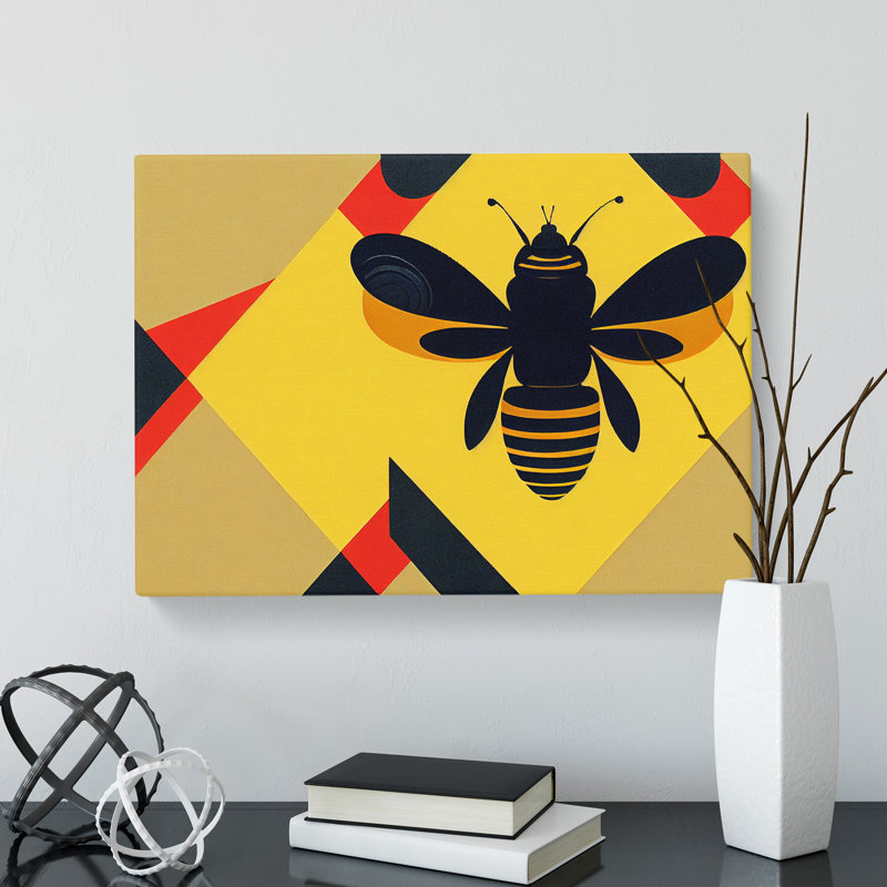 Bumble Bee Art Deco - Wrapped Canvas, 35cm H x 50cm W x 3cm D