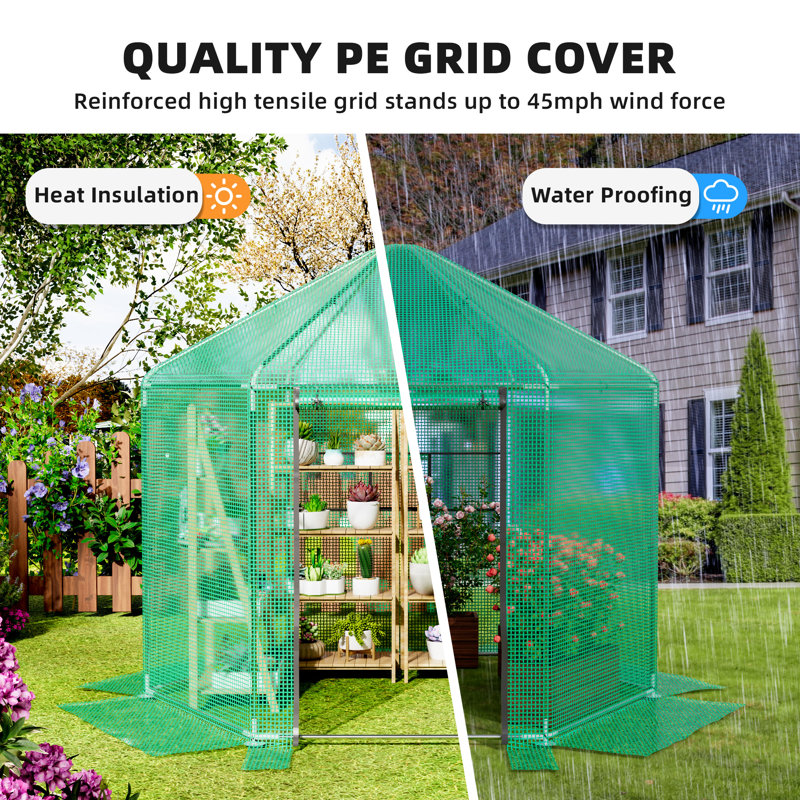 Heavy-duty Hexagonal Green House, 8.2" H x 9.4" W x 9.4" D