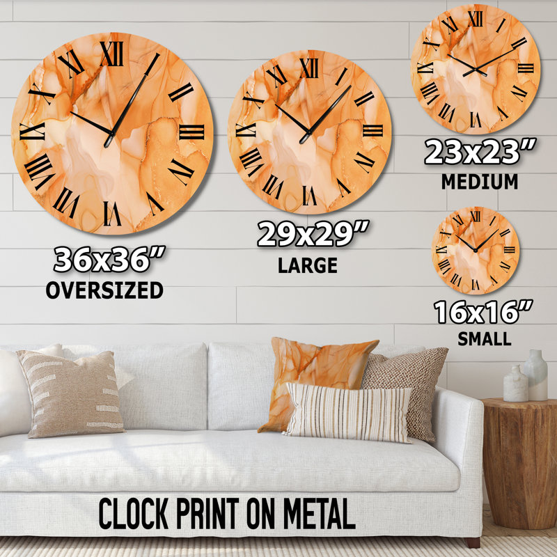 Horloge murale Tender, Médium, Orange / noir