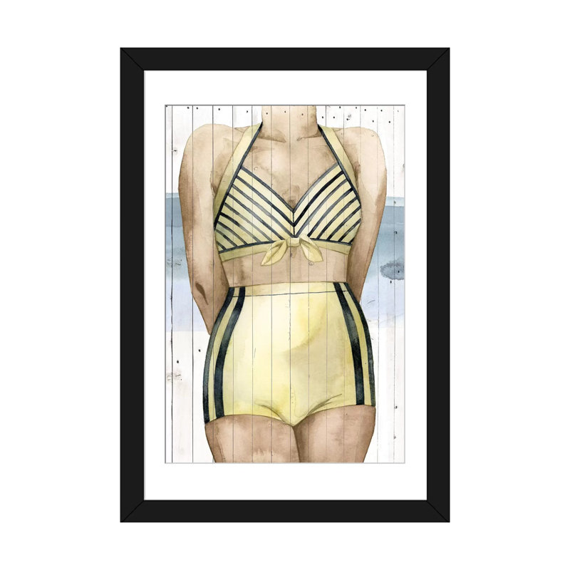 «Bygone Bathers III», impression sur toile, Papier avec cadre noir, Blanc, H 24 po x l 16 po x P 1 po