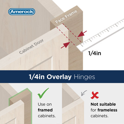 1/4 inch (6mm) Overlay Double Demountable Matte Black Cabinet Hinge - 1 Pair