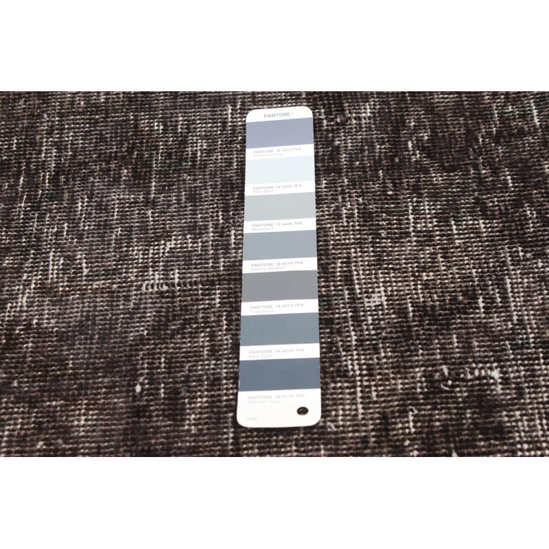 Tapis décoratif en laine de conception unique noué à la main des années 1980 avec transition de couleur noire/gris pâle 9 pi 6 po x 12 pi 10 po Azizouce