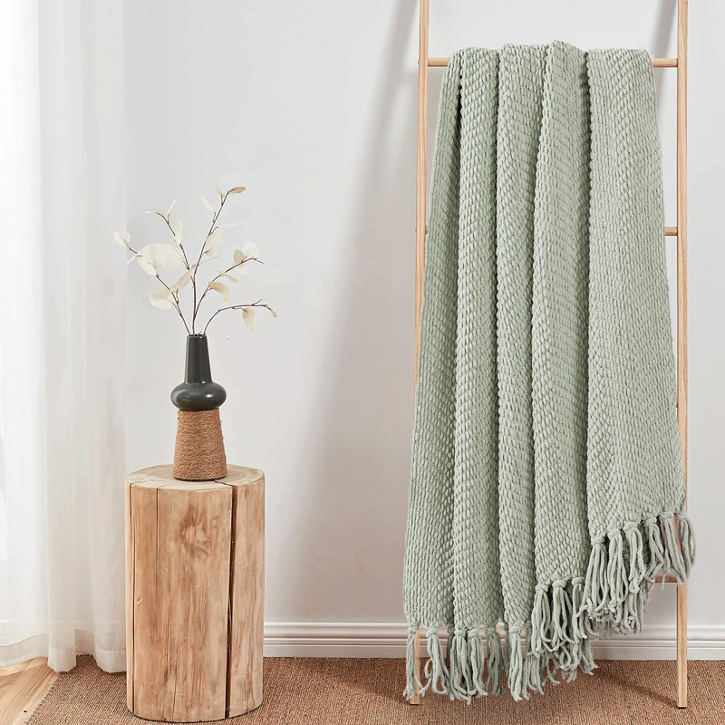 Jeté en tricot de tweed, Argent, 60 po x 80 po