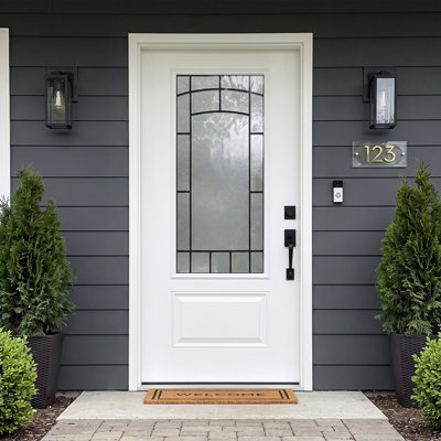 36" x 80" Fiberglass Front Entry Door Inswing Exterior Door with Frosted Glass, 4-9/16" Jamb, Door Frame Included (Handle Not Included)